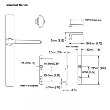HOPPE FRANKFURT ACTIVE MULTIPOINT LOCK HANDLESET, A117/ 2246N - NO CYLINDER , 2439181